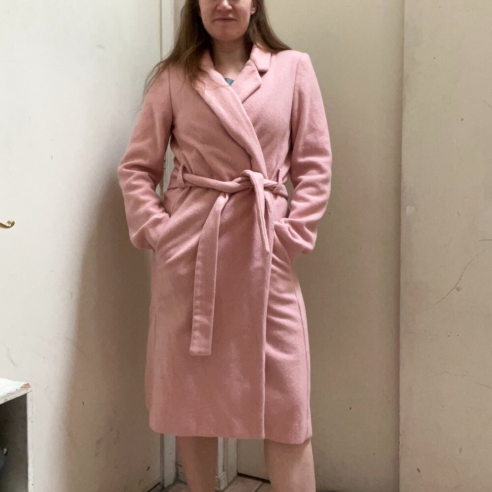 Reformation Dusty Rose Wrap Coat | Wool-Blend Midi | Size M